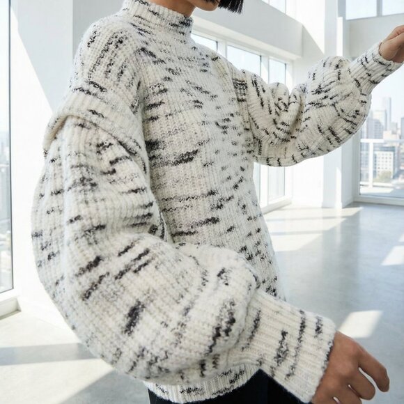 $258 VARLEY Belgrave Sweater dramatic puffy sleeves plush soft statement XL - Picture 1 of 16